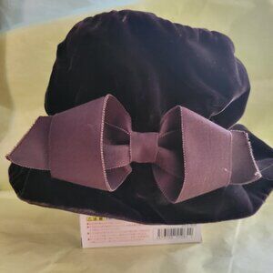 Vintage Brown Velvet Cloche Hat with Bow.